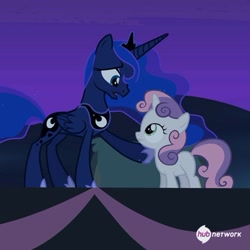 Size: 548x549 | Tagged: safe, screencap, princess luna, sweetie belle, alicorn, pony, for whom the sweetie belle toils, female, mare