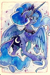 Size: 607x911 | Tagged: safe, artist:mi-eau, princess luna, alicorn, pony, female, mare, solo, traditional art, watercolor painting