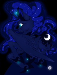 Size: 649x853 | Tagged: safe, artist:g0lden-anch0r, princess luna, alicorn, pony, dark, glow, solo