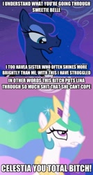 Size: 1494x2797 | Tagged: safe, princess luna, alicorn, pony, for whom the sweetie belle toils, background pony strikes again, celestia hate, drama, grammar error, jontron thread, lina inverse, meme, misspelling, op is a cuck, op is trying to start shit, typo of unintentional hilarity, tyrant celestia, unintentional anime reference, vulgar