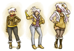 Size: 1826x1280 | Tagged: safe, artist:king-kakapo, derpibooru import, gilda, human, bimbo, boots, breasts, cleavage, clothes, female, gil-zongas, hand on hip, humanized, jacket, pants, radical-gilda, shoes