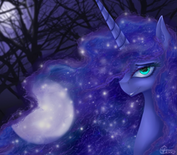 Size: 1369x1200 | Tagged: safe, artist:sevenada, princess luna, alicorn, pony, detailed background, female, mare, solo