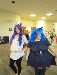 Size: 720x960 | Tagged: safe, artist:amachun, princess luna, rarity, human, cosplay, irl, irl human, photo