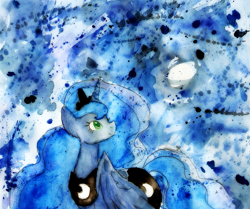 Size: 1579x1321 | Tagged: safe, artist:chiuuchiuu, princess luna, alicorn, pony, female, horn, mare, solo, traditional art