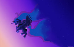 Size: 1968x1251 | Tagged: safe, artist:amazonmandy, princess luna, alicorn, pony, female, gradient background, horn, mare, solo