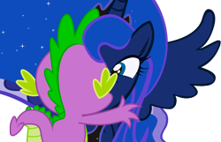 Size: 1588x1020 | Tagged: dead source, safe, artist:twilightpoint, princess luna, spike, alicorn, dragon, pony, hundreds of users filter this tag, kissing, shipping, simple background, spiluna, transparent background, vector