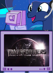 Size: 565x771 | Tagged: safe, princess luna, alicorn, pony, exploitable meme, gamer luna, meme, obligatory pony, transformers, transformers rise of the dark spark, tv meme