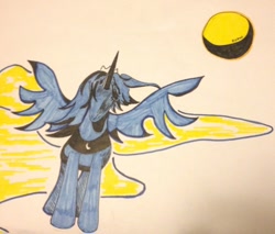 Size: 600x512 | Tagged: safe, artist:snow, princess luna, alicorn, pony, female, horn, mare, solo, traditional art