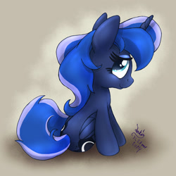 Size: 1100x1100 | Tagged: safe, artist:joakaha, princess luna, alicorn, pony, filly, solo, woona