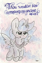 Size: 670x1002 | Tagged: safe, artist:slightlyshade, princess luna, alicorn, pony, cute, lunabetes, solo, traditional art