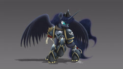 Size: 4000x2250 | Tagged: safe, artist:ncmares, princess luna, alicorn, pony, aquila, armor, power armor, powered exoskeleton, purity seal, solo, space marine, wallpaper, warhammer (game), warhammer 40k, warrior luna