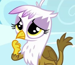 Size: 825x720 | Tagged: safe, derpibooru import, screencap, gilda, the lost treasure of griffonstone, cropped, cute, gildadorable, li'l gilda, shy, solo, younger