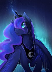 Size: 2500x3500 | Tagged: safe, artist:elbdot, princess luna, alicorn, pony, rain, solo