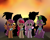 Size: 1500x1200 | Tagged: artist needed, safe, derpibooru import, apple bloom, fluttershy, gilda, scootaloo, spike, sweetie belle, dragon, earth pony, griffon, pegasus, pony, unicorn, alternate universe, cutie mark crusaders, elements of harmony, exploitable meme, fanfic art, female, filly, hat, jewelry, looking at you, make it happen, male, meme, necklace, sitting