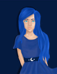 Size: 3500x4500 | Tagged: safe, artist:dazzlingpenguin, princess luna, human, humanized, solo