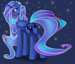 Size: 1000x857 | Tagged: safe, artist:santagiera, princess luna, alicorn, pony, female, horn, mare, simple background, solo