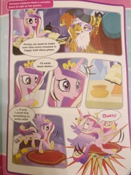 Size: 1200x1600 | Tagged: safe, artist:marta jamrógiewicz, derpibooru import, gilda, prince rutherford, princess cadance, alicorn, dragon, pony, fail, official comic, ouch, slipping, the voice of reason, tripping