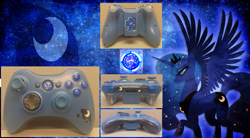 Size: 1279x706 | Tagged: safe, artist:cardi-ology, princess luna, alicorn, pony, controller, custom, photo, xbox 360