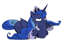 Size: 3000x2000 | Tagged: safe, artist:andypriceart, artist:brunursus, idw, princess luna, alicorn, pony, bored, prone, simple background, solo, transparent background, unamused, vector