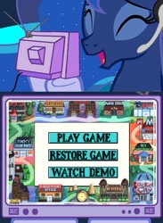 Size: 563x769 | Tagged: safe, princess luna, alicorn, pony, exploitable meme, gamer luna, jones in the fast lane, meme, ms-dos, obligatory pony, tv meme