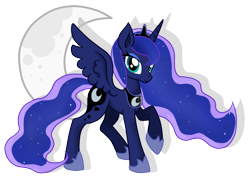 Size: 912x667 | Tagged: safe, artist:aoiookami516, princess luna, alicorn, pony, female, horn, mare, moon, solo