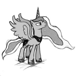 Size: 660x660 | Tagged: safe, artist:victorbessa96, princess luna, alicorn, pony, female, horn, mare, monochrome, solo