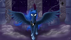 Size: 2732x1536 | Tagged: dead source, safe, artist:kingatguardian, princess luna, alicorn, pony, female, horn, mare, solo