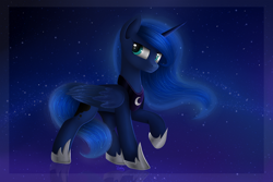 Size: 3000x2000 | Tagged: safe, artist:snowsky-s, princess luna, alicorn, pony, female, horn, mare, simple background, solo