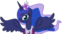 Size: 7000x3826 | Tagged: safe, artist:apony4u, princess luna, alicorn, pony, simple background, solo, spread wings, transparent background, vector