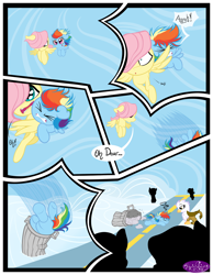 Size: 3500x4500 | Tagged: safe, artist:becauseimpink, derpibooru import, butterscotch, fluttershy, gilda, guilder, rainbow dash, griffon, pegasus, pony, comic:transition, colt, comic, dialogue, female, filly, filly fluttershy, filly rainbow dash, male, rule 63, transgender, trash can, younger