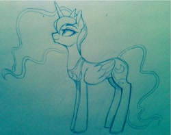 Size: 1085x853 | Tagged: safe, artist:lolopan, princess luna, alicorn, pony, monochrome, solo, traditional art