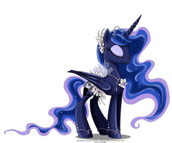 Size: 2100x1750 | Tagged: safe, artist:tiffanymarsou, part of a set, princess luna, alicorn, pony, ethereal mane, eyelashes, eyes closed, jewelry, may festival, simple background, solo, transparent background