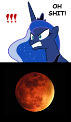 Size: 900x1529 | Tagged: safe, princess luna, alicorn, pony, blood moon, eclipse, menstruation, moon, red, solo, vulgar