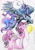 Size: 800x1155 | Tagged: safe, artist:donika-schovina, pinkie pie, princess luna, alicorn, earth pony, pony, balloon, flying, moon, traditional art