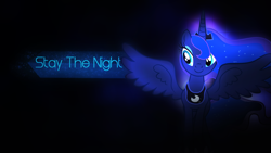 Size: 1920x1080 | Tagged: safe, artist:equestriandeviants, princess luna, alicorn, pony, dark, smiling, solo, song reference, stay the night, vector, wallpaper, zedd