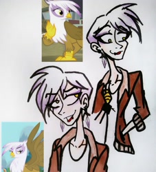 Size: 2707x2975 | Tagged: safe, artist:citi, derpibooru import, screencap, gilda, human, griffon the brush off, the lost treasure of griffonstone, humanized, scene interpretation, screencap reference, traditional art