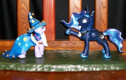 Size: 1600x1023 | Tagged: safe, artist:madponyscientist, princess luna, star swirl the bearded, twilight sparkle, cosplay, custom, irl, photo, sculpture