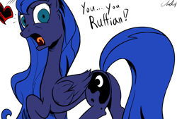 Size: 1280x865 | Tagged: safe, artist:cs, artist:venezolanbrony, edit, princess luna, alicorn, pony, female, frown, heart, insult, looking at you, looking back, mare, moonbutt, open mouth, plot, raised hoof, raised leg, ruffian, shocked, simple background, solo, talking, tongue out, transparent background, wide eyes