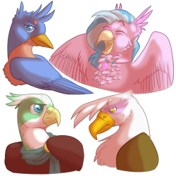 Size: 1800x1800 | Tagged: safe, artist:parrpitched, derpibooru import, gallus, gilda, greta, silverstream, griffon, hippogriff, bust, cute, diastreamies, headcanon, laughing, portrait, simple background, transparent background