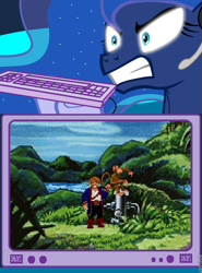 Size: 537x724 | Tagged: safe, princess luna, alicorn, monkey, pony, exploitable meme, gamer luna, gamer meme, guybrush threepwood, lucasarts, meme, monkey island, obligatory pony, tv meme