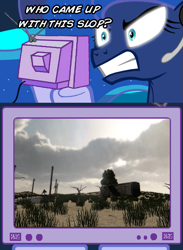 Size: 563x769 | Tagged: safe, princess luna, alicorn, pony, angry, earth: year 2066, exploitable meme, gamer luna, meme, muxwell, obligatory luna, obligatory pony, steam, steam (software), tv meme