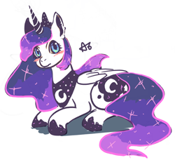 Size: 600x548 | Tagged: safe, artist:nanghyang, princess luna, alicorn, pony, blushing, female, horn, mare, solo