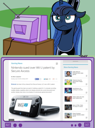 Size: 498x669 | Tagged: safe, princess luna, alicorn, pony, exploitable meme, gamer luna, meme, nintendo, obligatory pony, tv meme, wii u, wii u touchpad