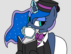 Size: 530x400 | Tagged: safe, artist:psychovdude13x, princess luna, alicorn, pony, drinking, magic, solo