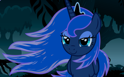 Size: 4800x3000 | Tagged: safe, artist:beavernator, princess luna, alicorn, pony, alternate hairstyle, beautiful, bedroom eyes, cute, female, high res, i really like her mane, looking at you, lunabetes, smiling, solo, windswept mane