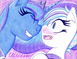 Size: 1016x786 | Tagged: safe, artist:the1king, princess luna, oc, alicorn, pony, female, mare, nuzzling, solo