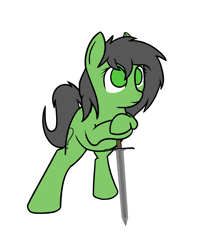 Size: 1406x1632 | Tagged: safe, artist:neuro, oc, oc only, oc:anon filly, female, filly, sword, weapon