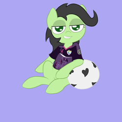 Size: 750x750 | Tagged: safe, artist:happy harvey, oc, oc only, oc:anon, oc:anon filly, earth pony, pony, /mlp/, 4chan, 4chan cup, clothes, female, filly, football, jersey, looking at you, solo, uniform