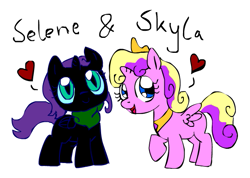 Size: 601x428 | Tagged: safe, princess skyla, oc, oc:nyx, alicorn, pony, alicorn oc, filly, not nyx, selene