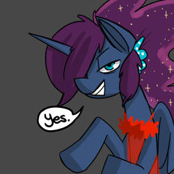 Size: 1280x1280 | Tagged: safe, artist:fauxsquared, princess luna, alicorn, pony, clothes, grin, luna-afterdark, nightgown, reaction image, simple background, smiling, solo